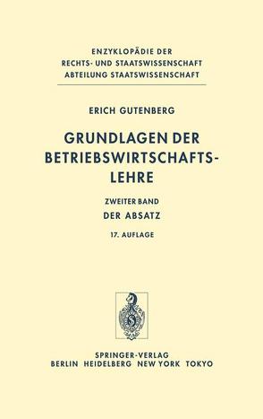 Grundlagen der Betriebswirtschaftslehre von Gutenberg,  Erich