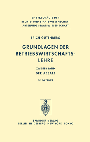 Grundlagen der Betriebswirtschaftslehre von Gutenberg,  Erich