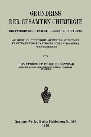 Grundriss der gesamten Chirurgie von Sonntag,  Erich