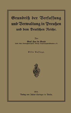 Grundriß der Verfassung und Verwaltung in Preußen und dem Deutschen Reiche von Grais,  Hue de