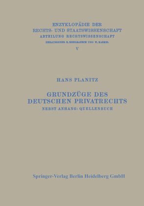 Grundzüge des deutschen Privatrechts von Planitz,  Hans