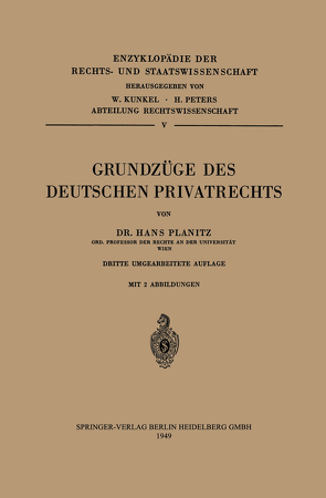 Grundzüge des Deutschen Privatrechts von Planitz,  Hans