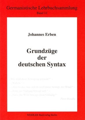 Grundzüge der deutschen Syntax von Erben,  Johannes, Roloff,  Hans G