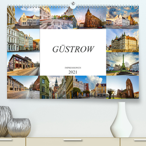 Güstrow Impressionen (Premium, hochwertiger DIN A2 Wandkalender 2021, Kunstdruck in Hochglanz) von Meutzner,  Dirk