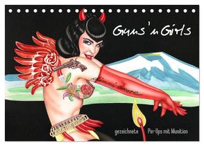 Guns `n Girls – gezeichnete Pin-Ups mit Munition (Tischkalender 2024 DIN A5 quer), CALVENDO Monatskalender von Horwath,  Sara