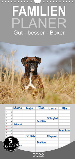 Familienplaner Gut – besser – Boxer (Wandkalender 2022 , 21 cm x 45 cm, hoch) von Janetzek,  Yvonne