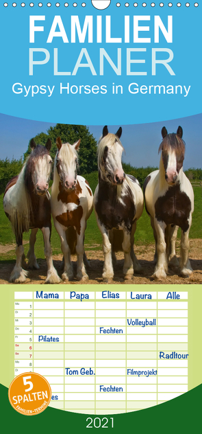 Gypsy Horses – Familienplaner hoch (Wandkalender 2021 , 21 cm x 45 cm, hoch) von weh-zet