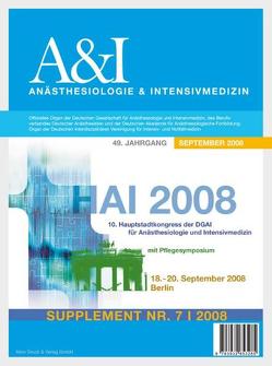 HAI Abstractband 2008 von Berufsverband Deutscher Anästhesisten, Deutsche Akademie f. Anästhesiologische Fortbildung