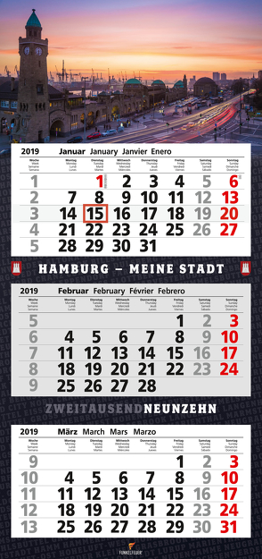 Hamburg – 3-Monatskalender 2019 (Wandkalender) von Maiocchi,  Tommaso