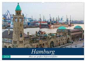 Hamburg – Ahoi zur großen Hafenrundfahrt (Wandkalender 2024 DIN A2 quer), CALVENDO Monatskalender von Krug,  Gabriele