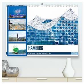 Hamburg – facettenreiche Metropole (hochwertiger Premium Wandkalender 2024 DIN A2 quer), Kunstdruck in Hochglanz von Schwarze,  Nina