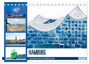 Hamburg – facettenreiche Metropole (Tischkalender 2024 DIN A5 quer), CALVENDO Monatskalender von Schwarze,  Nina