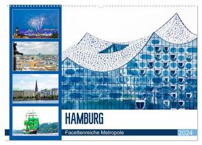 Hamburg – facettenreiche Metropole (Wandkalender 2024 DIN A2 quer), CALVENDO Monatskalender von Schwarze,  Nina