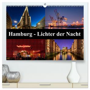 Hamburg – Lichter der Nacht (hochwertiger Premium Wandkalender 2024 DIN A2 quer), Kunstdruck in Hochglanz von Buchspies,  Carina