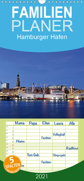 Hamburger Hafen – Familienplaner hoch (Wandkalender 2021 , 21 cm x 45 cm, hoch) von Hasche,  Joachim