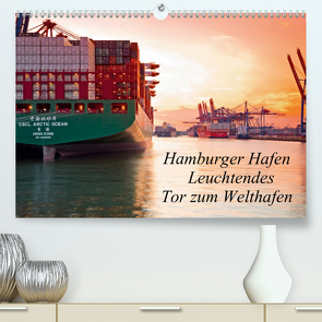 Hamburger Hafen – Leuchtendes Tor zum Welthafen (Premium, hochwertiger DIN A2 Wandkalender 2021, Kunstdruck in Hochglanz) von F. Selbach,  Arthur