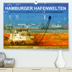 Hamburger Hafenwelten (Premium, hochwertiger DIN A2 Wandkalender 2021, Kunstdruck in Hochglanz) von Falke,  Manuela