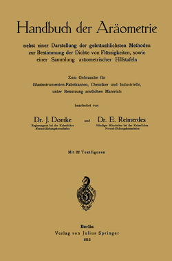 Handbuch der Aräometrie von Domke,  J., Reimerdes,  E.