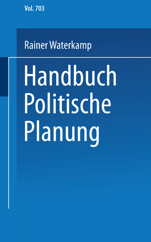 Handbuch politische Planung von Waterkamp,  Rainer