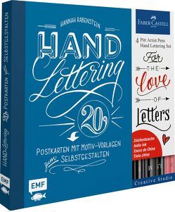 Handlettering Postkarten Set mit 4 original Faber-Castell Pitt Artist Pens von Rabenstein,  Hannah