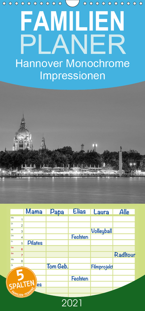 Hannover Monochrome Impressionen – Familienplaner hoch (Wandkalender 2021 , 21 cm x 45 cm, hoch) von Hasche,  Joachim