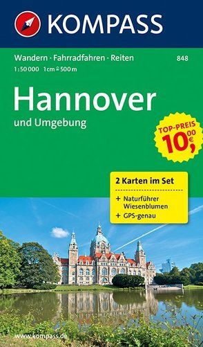 KOMPASS Wanderkarte KOMPASS Wanderkarten-Set: Hannover und Umgebung – Wanderkarten-Set mit Naturführer in der Schutzhülle. GPS-genau. – 1:50000 – WK 848 von KOMPASS-Karten GmbH