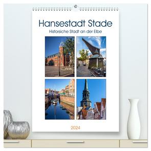 Hansestadt Stade – Historische Stadt an der Elbe (hochwertiger Premium Wandkalender 2024 DIN A2 hoch), Kunstdruck in Hochglanz von Klinder,  Thomas