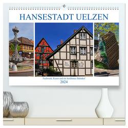 Hansestadt Uelzen. Fachwerk, Kunst und ein berühmter Bahnhof (hochwertiger Premium Wandkalender 2024 DIN A2 quer), Kunstdruck in Hochglanz von M. Laube,  Lucy