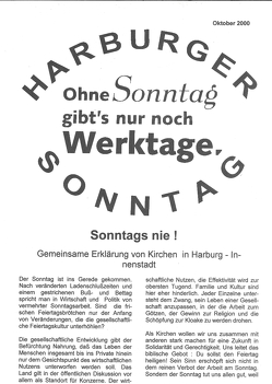 Harburger Sonntag von Drews,  Susanne, Hintze,  Hans F, Horn,  Ulrich, Jepsen,  Maria, Kähler,  Bernd, Lang,  Bernhard, Lehmann,  Klaus P, Nürnberger,  Christian, Praetorius,  Ina