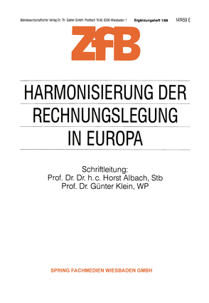 Harmonisierung der Rechnungslegung in Europa von Albach,  Horst, Klein,  Günter