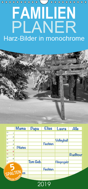 Harz-Bilder in monochrome – Familienplaner hoch (Wandkalender 2019 , 21 cm x 45 cm, hoch) von Levi,  Andreas