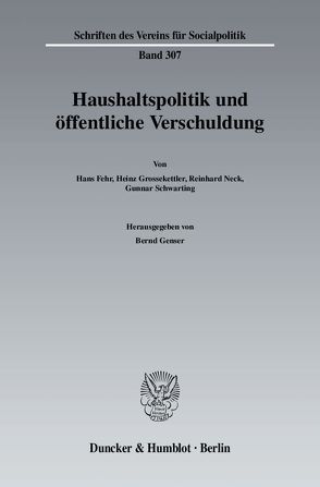 Haushaltspolitik und öffentliche Verschuldung. von Genser,  Bernd