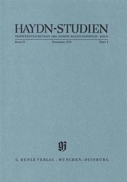 Haydn Studien. Veröffentlichungen des Joseph Haydn-Instituts Köln. Band II, Heft 4, Dezember 1970 von Feder,  Georg, Schmid,  Ernst F., Walter,  Horst