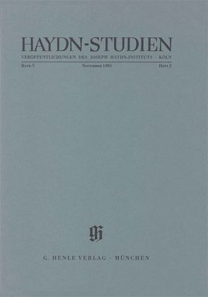 Haydn-Studien. Veröffentlichungen des Joseph Haydn-Instituts Köln. Band V, Heft 2, März 1982 von Boer,  Bertil H. van, Feder,  Georg, Gerlach,  Sonja, Staehelin,  Martin, Thomas,  Günter, Wirth,  Helmut