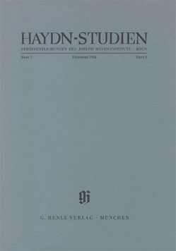 Haydn-Studien. Veröffentlichungen des Joseph Haydn-Instituts Köln. Band V, Heft 3, Dezember 1984 von Feder,  Georg, Flotzinger,  Rudolf, Gerlach,  Sonja, Michel,  Walter, Neubacher,  Jürgen