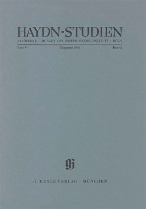 Haydn-Studien. Veröffentlichungen des Joseph Haydn-Instituts Köln. Band V, Heft 3, Dezember 1984 von Feder,  Georg, Flotzinger,  Rudolf, Gerlach,  Sonja, Michel,  Walter, Neubacher,  Jürgen