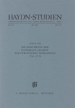 Haydn-Studien. Veröffentlichungen des Joseph Haydn-Instituts Köln, Band IV, Heft 3/4, Mai 1980 von Tank,  Ulrich, Walter,  Horst