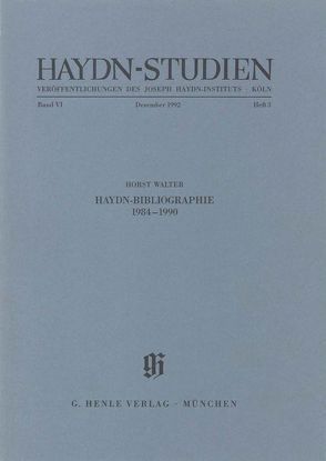 Haydn-Studien VI,3. Veröffentlichungen des Joseph Haydn-Instituts, Köln von Walter,  Horst