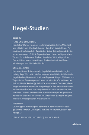 Hegel-Studien Band 17 von Nicolin,  Friedhelm, Pöggeler,  Otto