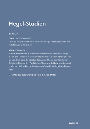 Hegel-Studien Band 29 von Nicolin,  Friedhelm, Pöggeler,  Otto