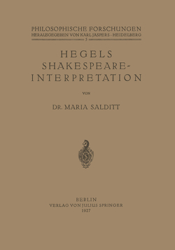 Hegels Shakespeare- Interpretation von Salditt,  Maria