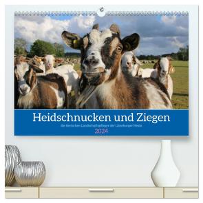 Heidschnucken und Ziegen die tierischen Landschaftspfleger der Lüneburger Heide (hochwertiger Premium Wandkalender 2024 DIN A2 quer), Kunstdruck in Hochglanz von Lorenzen-Müller,  Sandra