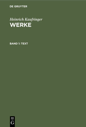 Heinrich Kaufringer: Werke / Text von Kaufringer,  Heinrich, Sappler,  Paul