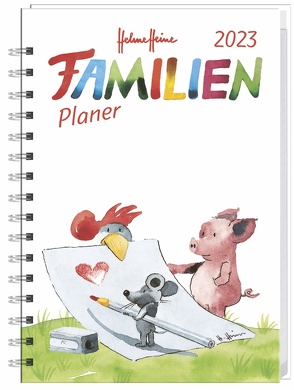 Helme Heine Familienplaner Buch A5 2023. Familienkalender mit 5 Spalten. Liebevoll illustrierter Buch-Kalender mit Einstecktasche und Schulferien. Terminplaner mit 160 Seiten. von Heine,  Helme, Heye