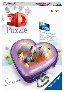 Ravensburger 3D Puzzle 11171 – Herzschatulle Pferde – 54 Teile – Aufbewahrungsbox für Pferde-Fans ab 8 Jahren