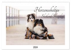 Herzensshelties – Shetland Sheepdogs (Wandkalender 2024 DIN A2 quer), CALVENDO Monatskalender von Kudla,  Madlen