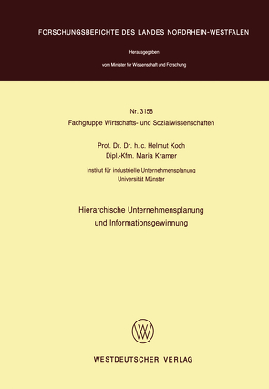 Hierarchische Unternehmensplanung und Informationsgewinnung von Koch,  Helmut