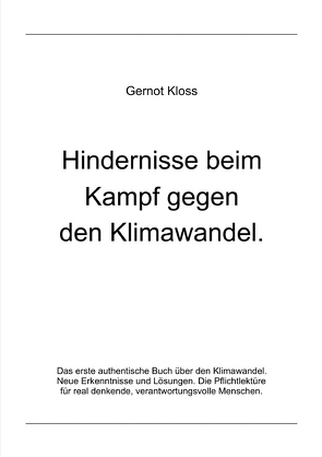 Hindernisse beim Kampf gegen den Klimawandel von Kloss,  Gernot