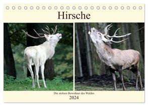 Hirsche – Die stolzen Bewohner des Waldes (Tischkalender 2024 DIN A5 quer), CALVENDO Monatskalender von Klatt,  Arno