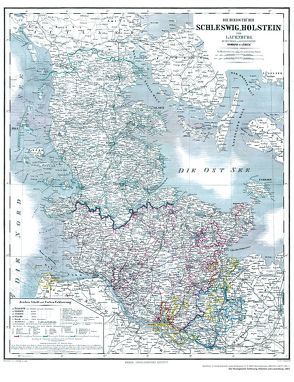 Hist. Karte: Herzogtümer Schleswig, Holstein und Lauenburg 1865 (Plano) von Gräf,  A., Haubold,  G.